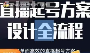 2023正价控流起号课,直播起号方案设计全流程,简单而高效的直播起号方案-升阶有道