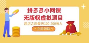 黄岛主·拼多多小网课无版权虚拟项目分享课:起店之后每天100-200收入-升阶有道