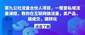 第九公社流量合伙人项目，一整套私域流量课程，教你在互联网搞流量，卖产品，搞成交，搞转化-升阶有道
