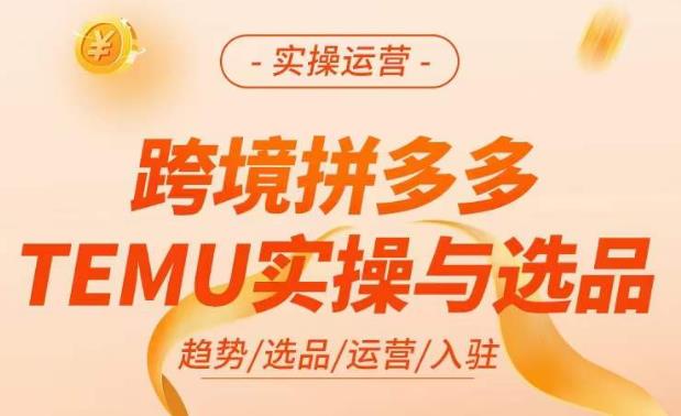 跨境拼多多TEMU实操与选品，​掌握平台运营方法技巧，选品避坑12条标准，爆款的底层思路等-升阶有道