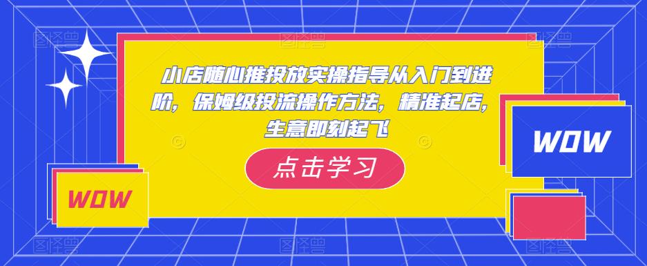 小店随心推投放实操指导从入门到进阶，保姆级投流操作方法，精准起店，生意即刻起飞-升阶有道