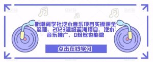 听潮阁学社汽水音乐项目实操课全流程，2023超级蓝海项目，汽水音乐推广，0粉丝也能做-升阶有道