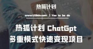 热狐计划：王大陆ChatGpt多重变现实操课，多种模式快速变现-升阶有道