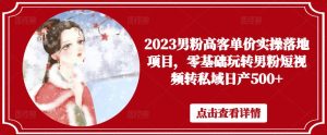 2023男粉高客单价实操落地项目,零基础玩转男粉短视频转私域日产500+-升阶有道