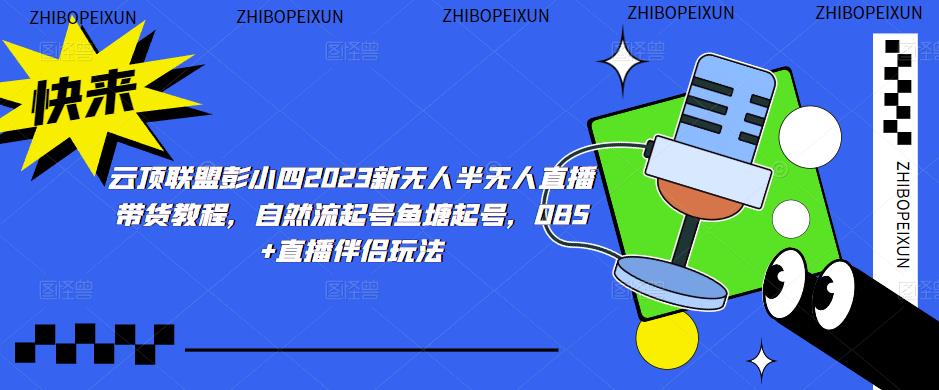 云顶联盟彭小四2023新无人半无人直播带货教程，自然流起号鱼塘起号，OBS+直播伴侣玩法-升阶有道