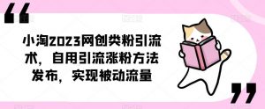 ​小淘2023网创类粉引流术，自用引流涨粉方法发布，实现被动流量-升阶有道