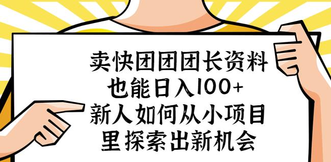 卖快团团团长资料也能日入100+新人如何从小项目里探索出新机会-升阶有道
