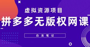 【白龙笔记】拼多多无版权网课项目，月入5000的长期项目，玩法详细拆解【揭秘】-升阶有道