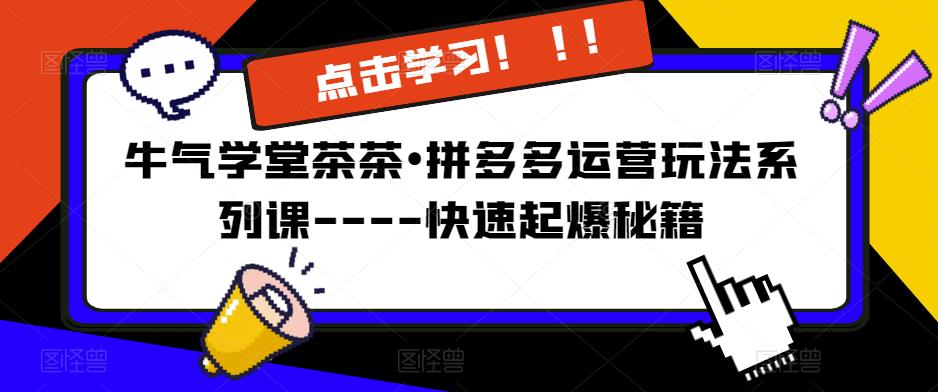 牛气学堂茶茶•拼多多运营玩法系列课—-快速起爆秘籍【更新】-升阶有道