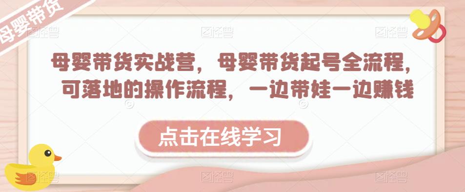 母婴带货实战营，母婴带货起号全流程，可落地的操作流程，一边带娃一边赚钱（附素材）-升阶有道