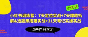 小红书训练营:7天定位实战+7天爆款拆解&选题库搭建实战+21天笔记实操实战-升阶有道