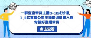 一群宝宝带货主播0-10成长课,1.6亿直播公司主播培训负责人教你做好直播带货-升阶有道