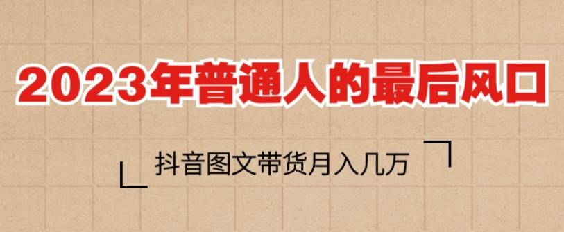2023年普通人的最后风口，抖音图文带货月入几万，只需一部手机即可操作-升阶有道