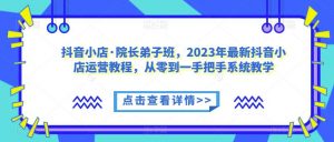 抖音小店·院长弟子班,2023年最新抖音小店运营教程,从零到一手把手系统教学-升阶有道