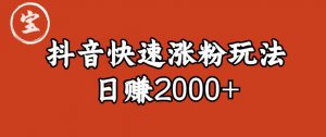 宝哥私藏·抖音快速起号涨粉玩法（4天涨粉1千）（日赚2000+）【揭秘】-升阶有道