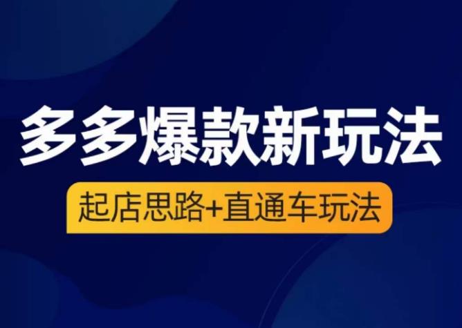 海神·多多爆款新玩法，​起店思路+直通车玩法（3节精华课）-升阶有道
