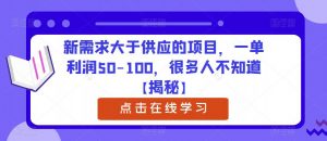 新需求大于供应的项目,一单利润50-100,很多人不知道【揭秘】-升阶有道