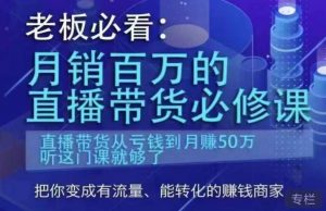 老板必看：月销百万的直播带货必修课，直播带货从亏钱到月赚50万，听这门课就够了-升阶有道