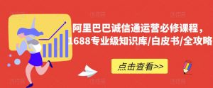 阿里巴巴诚信通运营必修课程，​1688专业级知识库/白皮书/全攻略-升阶有道