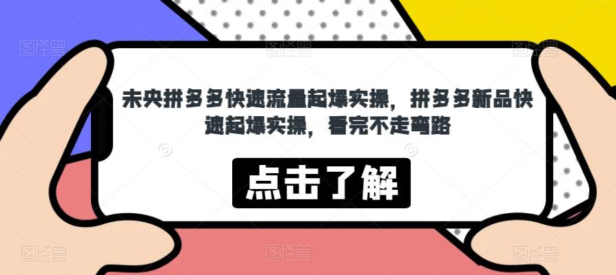 未央拼多多快速流量起爆实操，拼多多新品快速起爆实操，看完不走弯路-升阶有道