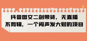 抖音图文二创带货,无直播,不剪辑,一个闷声发大财的项目【揭秘】-升阶有道