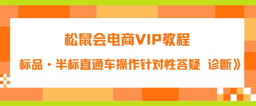 松鼠会电商VIP教程：松鼠《付费推广标品·半标直通车操作针对性答疑&诊断》-升阶有道