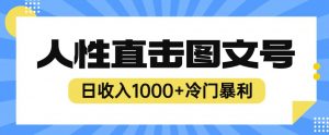 2023最新冷门暴利赚钱项目，人性直击图文号，日收入1000+【揭秘】-升阶有道