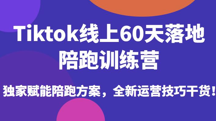 Tiktok线上60天落地陪跑训练营，独家赋能陪跑方案，全新运营技巧干货-升阶有道