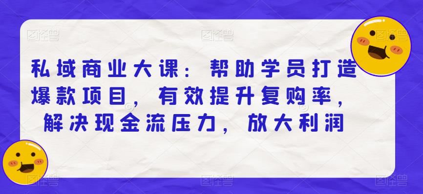 私域商业大课：帮助学员打造爆款项目，有效提升复购率，解决现金流压力，放大利润-升阶有道