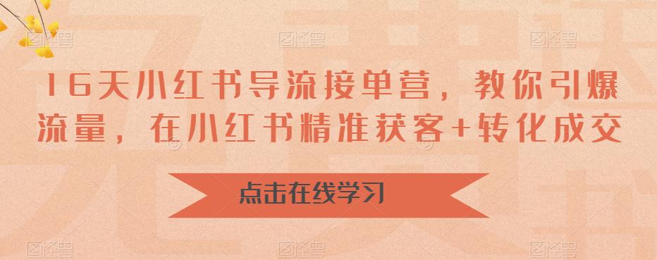 16天小红书导流接单营，教你引爆流量，在小红书精准获客+转化成交-升阶有道