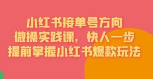 接单号方向·小红书微操实践课,快人一步,提前掌握小红书爆款玩法-升阶有道