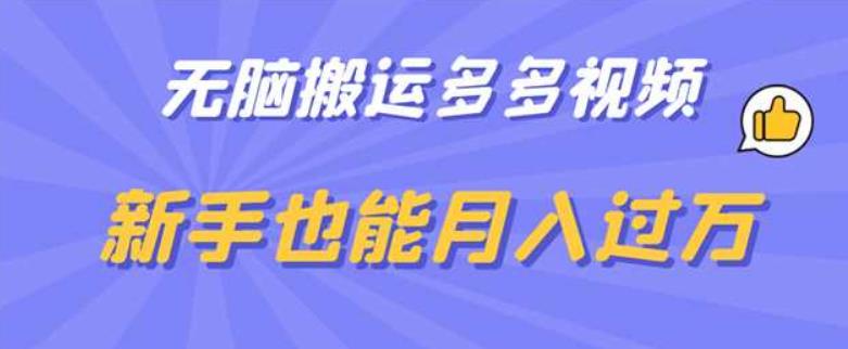 无脑搬运多多视频，新手也能月入过万【揭秘】-升阶有道