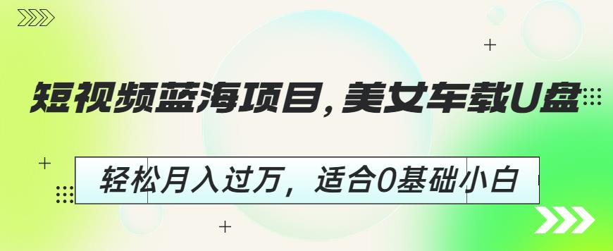 短视频蓝海项目，美女车载U盘，轻松月入过万，适合0基础小白【揭秘】-升阶有道