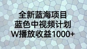 全新蓝海项目，蓝色中视频计划，1W播放量1000+【揭秘】-升阶有道