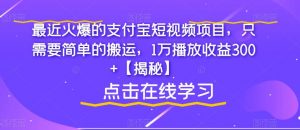 最近火爆的支付宝短视频项目，只需要简单的搬运，1万播放收益300+【揭秘】-升阶有道