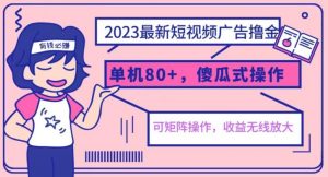 2023最新玩法短视频广告撸金,亲测单机收益80+,可矩阵,傻瓜式操作,小白可上手【揭秘】-升阶有道