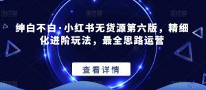 绅白不白·小红书无货源第六版,精细化进阶玩法,最全思路运营-升阶有道