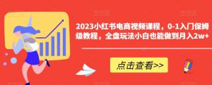 2023小红书电商视频课程,0-1入门保姆级教程,全盘玩法小白也能做到月入2w+-升阶有道