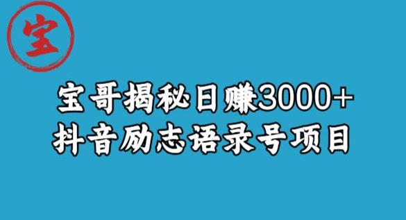 宝哥揭秘日赚3000+抖音励志语录号短视频变现项目-升阶有道