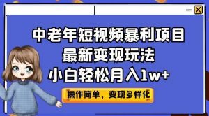 中老年短视频暴利项目最新变现玩法，小白轻松月入1w+【揭秘】-升阶有道