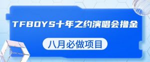 最新蓝海项目，靠最近非常火的TFBOYS十年之约演唱会流量掘金，八月必做的项目【揭秘】-升阶有道