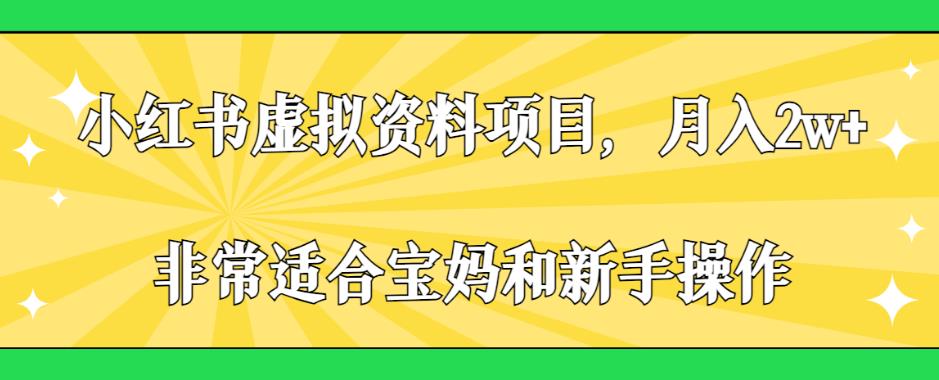 小红书虚拟资料项目，月入2w+，非常适合宝妈和新手操作【揭秘】-升阶有道