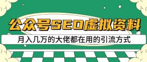 公众号SEO虚拟资料,操作简单,日入500+,可批量操作【揭秘】-升阶有道