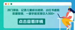 冷门项目，记录儿童成长档案，小红书虚拟资源变现，一部手机实现日入300+【揭秘】-升阶有道