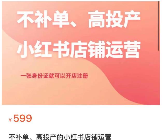 不补单、高投产的小红书店铺运营，一张身份证就可以开店注册-升阶有道