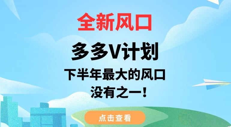 全新风口，多多V计划，下半年最大的风口项目，没有之一【揭秘】-升阶有道