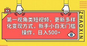 第一视角类短视频,更新多样化变现方式,新手小白无门槛操作,日入500+【揭秘】-升阶有道