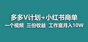 【蓝海项目】多多v计划+小红书商单一个视频三份收益工作室月入10w-升阶有道