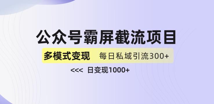 公众号霸屏截流项目+私域多渠道变现玩法，全网首发，日入1000+【揭秘】-升阶有道