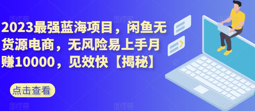 2023最强蓝海项目，闲鱼无货源电商，无风险易上手月赚10000，见效快【揭秘】-升阶有道